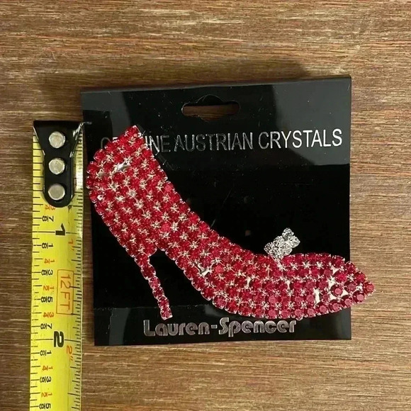 Lauren-Spencer Red Shoe Crystal Brooch NEW - Picture 4 of 11